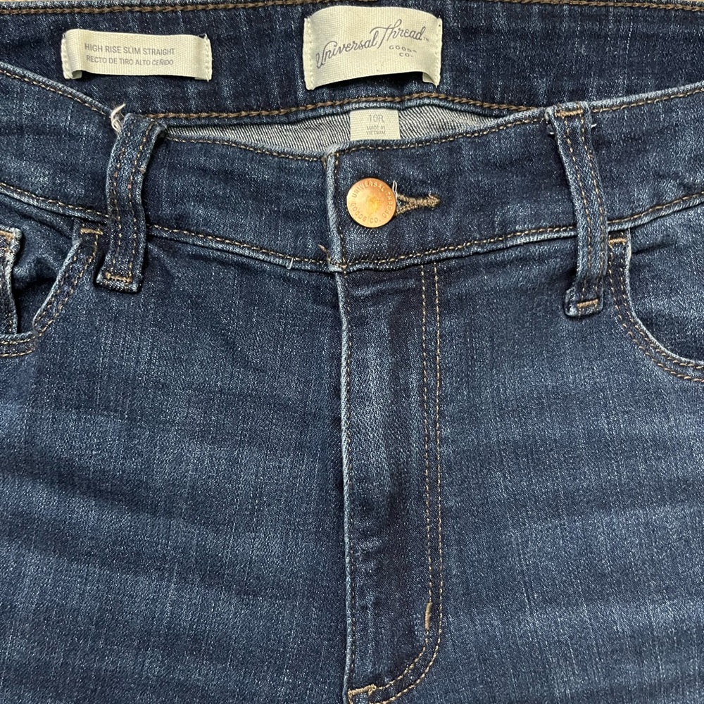 Universal Thread Women’s High-Rise Slim Straight Jeans Size 10 Dark & Light Wash - Picture 5 of 13